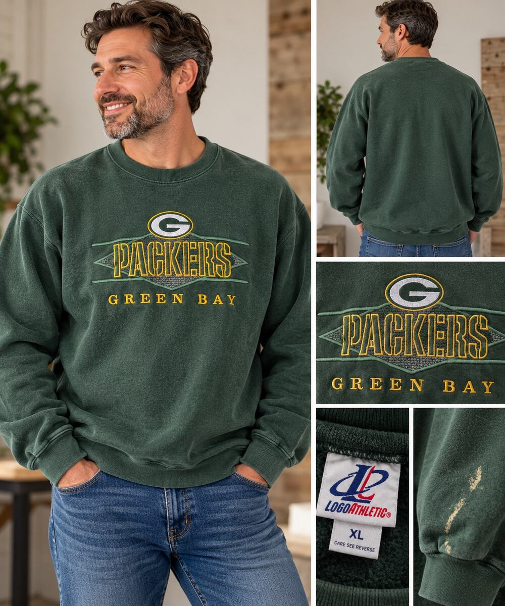 Vintage Green Bay Packers Logo Athletic Sweatshirt XL Embroidered NFL Crewneck